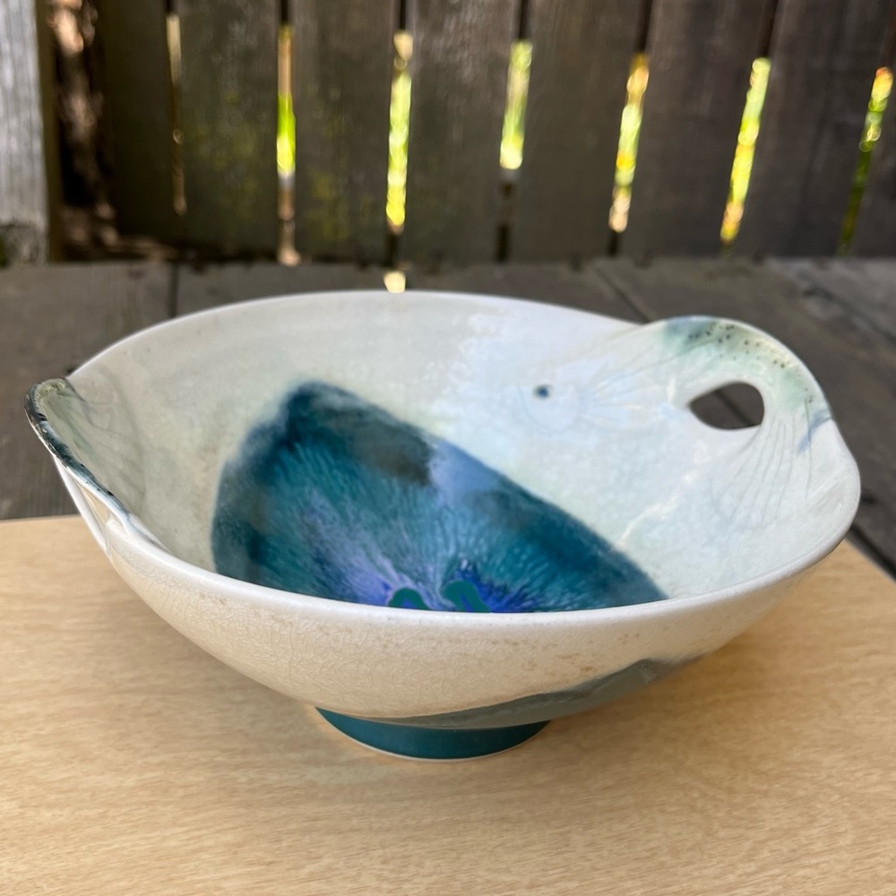 Fish Handled Handmade Ceramic Bowl By Rose Lee